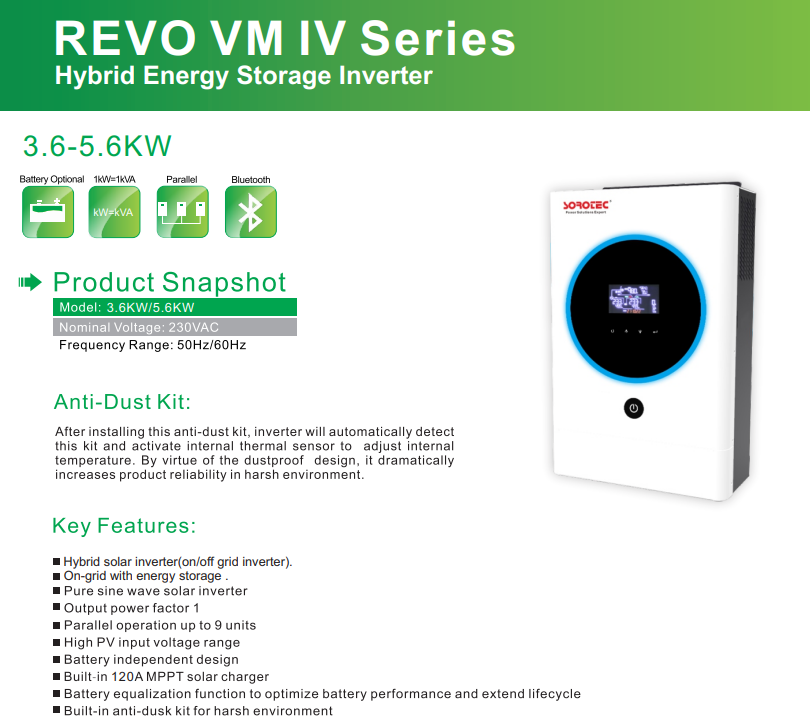 REVO VM IV 3.6kw/5.6kw On/Off Grid Hybrid Solar Inverter