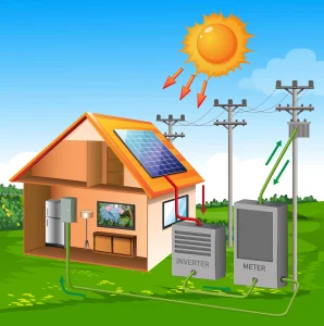 1-solar-cell-system-house-with-sun-cartoon-style-meadow-sky-background