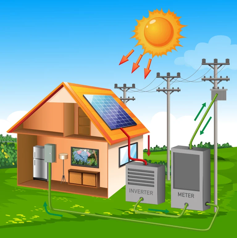1-solar-cell-system-house-with-sun-cartoon-style-meadow-sky-background